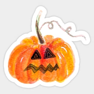 Halloween Jack-o-Lantern, Watercolor Pumpkin, Spooky Pumpkin Sticker